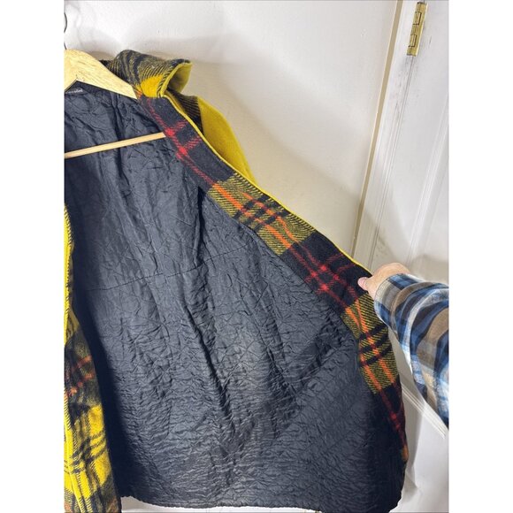 Vintage Niccolini Girls Wool Plaid Duffle Coat Hooded Yellow Black Red Youth XL - Picture 8 of 9